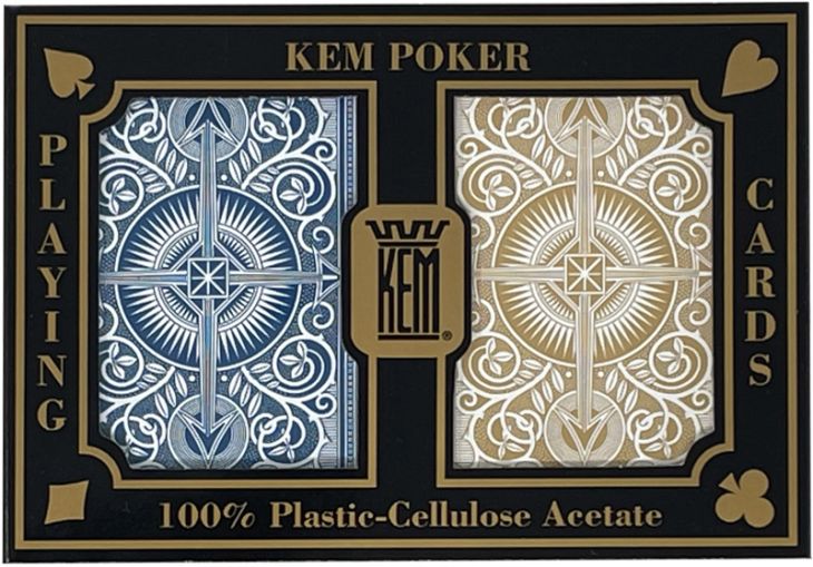 Kem Arrow Playing Cards: Poker Size, Blue& Gold, Super Index, 2-Deck Set main image